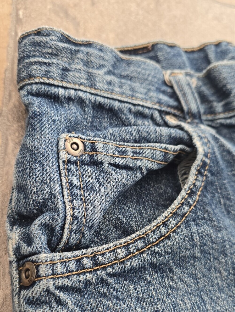 Lee Dark Blue Denim Shorts with Branded Button - Picture 3 of 14
